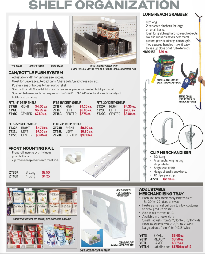 shelf organization for store shelves