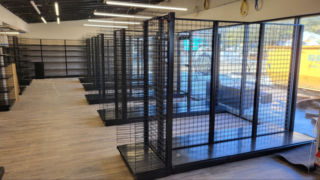 gondola shelving with grid
